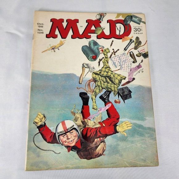 Mad Magazine Issue #106 October 1966 Alfred Skydiver EC Norman Mingo Cover Rare - Picture 1 of 6